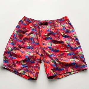 NWT ROBERT GRAHAM Palm Trees Swim Trunks Board Shorts Red Men’s Size Large
